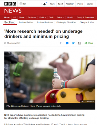 Press coverage of Iconic's Minimum Unit Pricing research